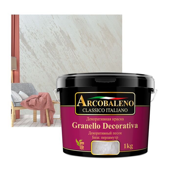Краска Декор Arcobaleno Granello Decorativa перламутр 3кг