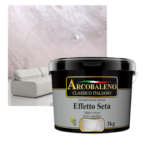 Краска Декор Arcobaleno effeto Seta серебро 1кг