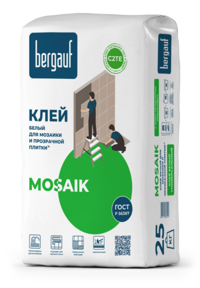 Bergauf Keramik Mozaik клей на белом цементе 25кг